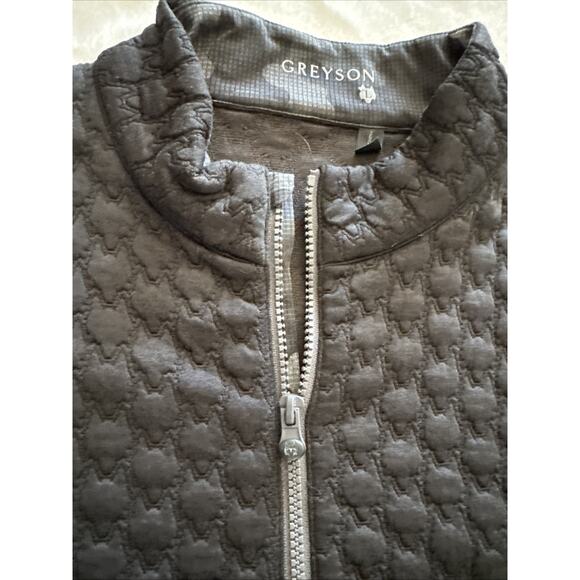 Grayson 1/4 Zip Black Textured Wolf Pattern Size Large Polyester Blend - Picture 4 of 6